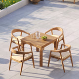 Teak Set 90cm Square Table 4cm Top with 4 Sydney Chairs, Free Cushions