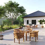 Teak Set 90cm Square Table 4cm Top with 4 San Francisco Chairs – Teak Garden Dining Set, Free Cushions