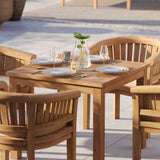 Teak Set 90cm Square Table 4cm Top with 4 San Francisco Chairs – Teak Garden Dining Set, Free Cushions