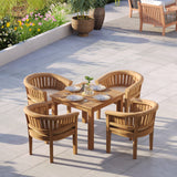 Teak Set 90cm Square Table 4cm Top with 4 San Francisco Chairs – Teak Garden Dining Set, Free Cushions