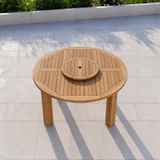 150cm Round Teak Garden Dining Table - Maximus 4cm Top