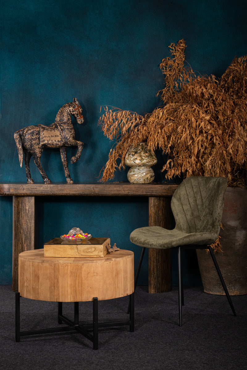2 x Luxus Velvet Dining Chair, Black Metal Legs