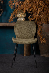 2 x Luxus Velvet Dining Chair, Black Metal Legs