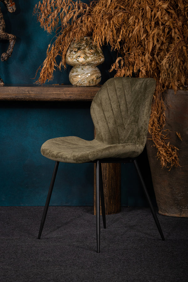 2 x Luxus Velvet Dining Chair, Black Metal Legs