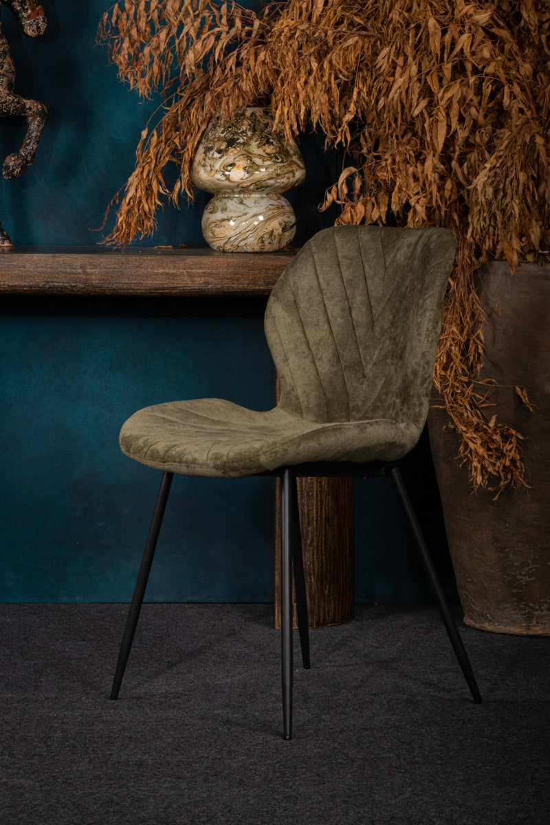 2 x Luxus Velvet Dining Chair, Black Metal Legs