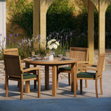 Teak Set 120cm Maximus Round Fixed Table, 4cm Top (4 x Henley Stacking Chairs) Cushions included.