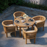 Teak Set 120cm Maximus Round Fixed Table, 4cm Top (4 x San Francisco Chairs) Cushions included.