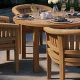 Teak Set 120cm Maximus Round Fixed Table, 4cm Top (4 x San Francisco Chairs) Cushions included.