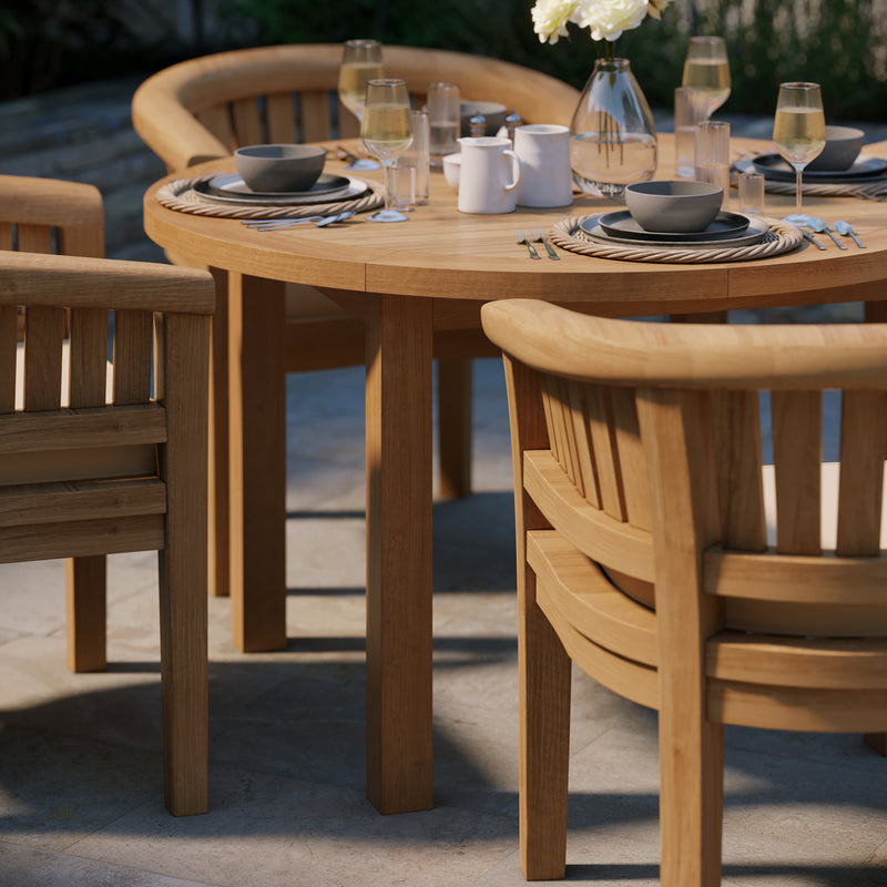 Teak Set 120cm Maximus Round Fixed Table with 4 San Francisco Chairs