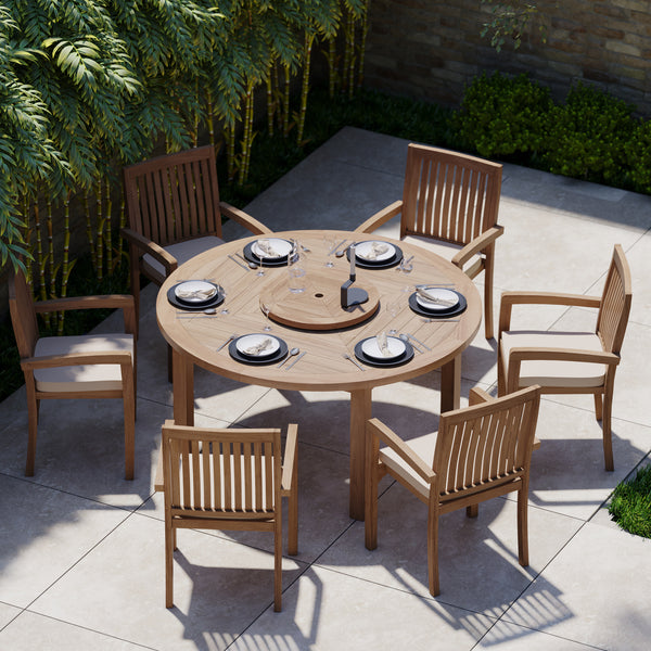 Luxor 150cm Round Table 4cm Top (6 Henley Stacking Chairs) Cushions included.