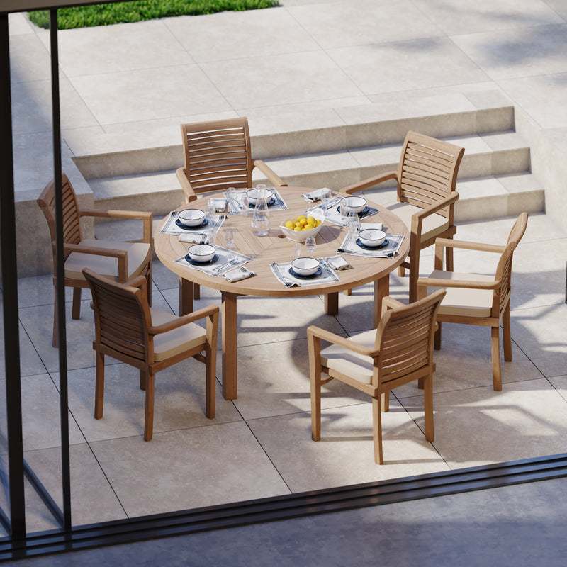 Luxor 150cm Round Table 4cm Top (6 Oxford Stacking Chairs) Cushions included.