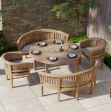 Luxor 150cm Round Teak Table 4cm Table Top (2 San Francisco Benches, 2 San Francisco Chairs) Cushions included.