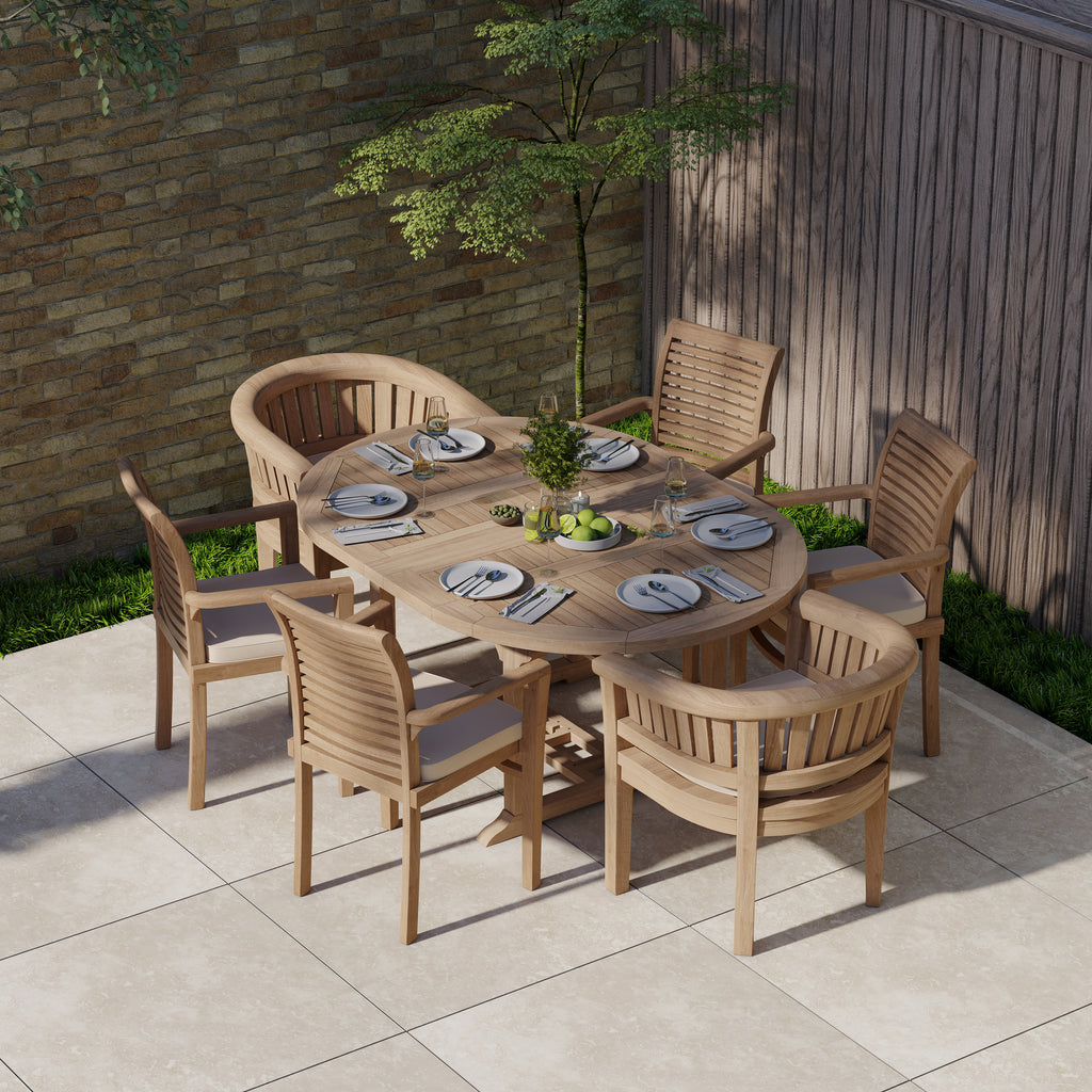 Extendable round garden table online