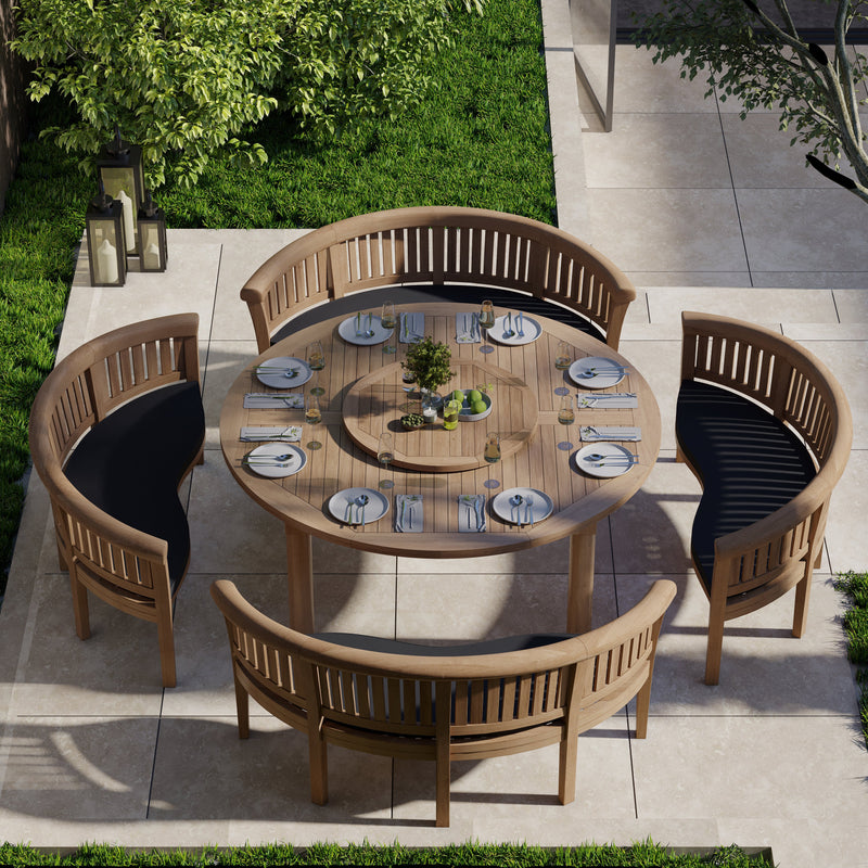 Clearance Garden Furniture Set 180cm Maximus Round Table 4cm Top (4 San Francisco Benches) Cushions included.