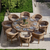 Clearance Teak Garden Furniture Set 180cm Maximus Round Table 4cm Top (8 San Francisco Chairs) Cushions included.