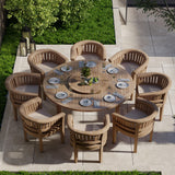 Teak Garden Furniture Set 180cm Maximus Round Table 4cm Top (8 San Francisco Chairs) Cushions included.