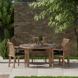 Teak Set 150cm Maximus Round Table, 4cm Top (6 Oxford Stacking Chairs) Cushions included.
