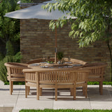 Teak Garden Furniture Set 150cm Maximus Round Table 4cm Top (2 San Francisco Benches, 2 San Francisco Chairs) Cushions included.