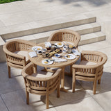 Teak 120cm to 170cm Round to Oval Extending Table with 4 San Francisco Chairs