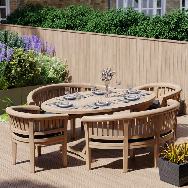 Teak Set 2m Sunshine Table with 2 San Francisco Chairs and 2 Benches