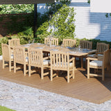 Teak 2m-3m Rectangle Extending Table with 10 Warwick Chairs