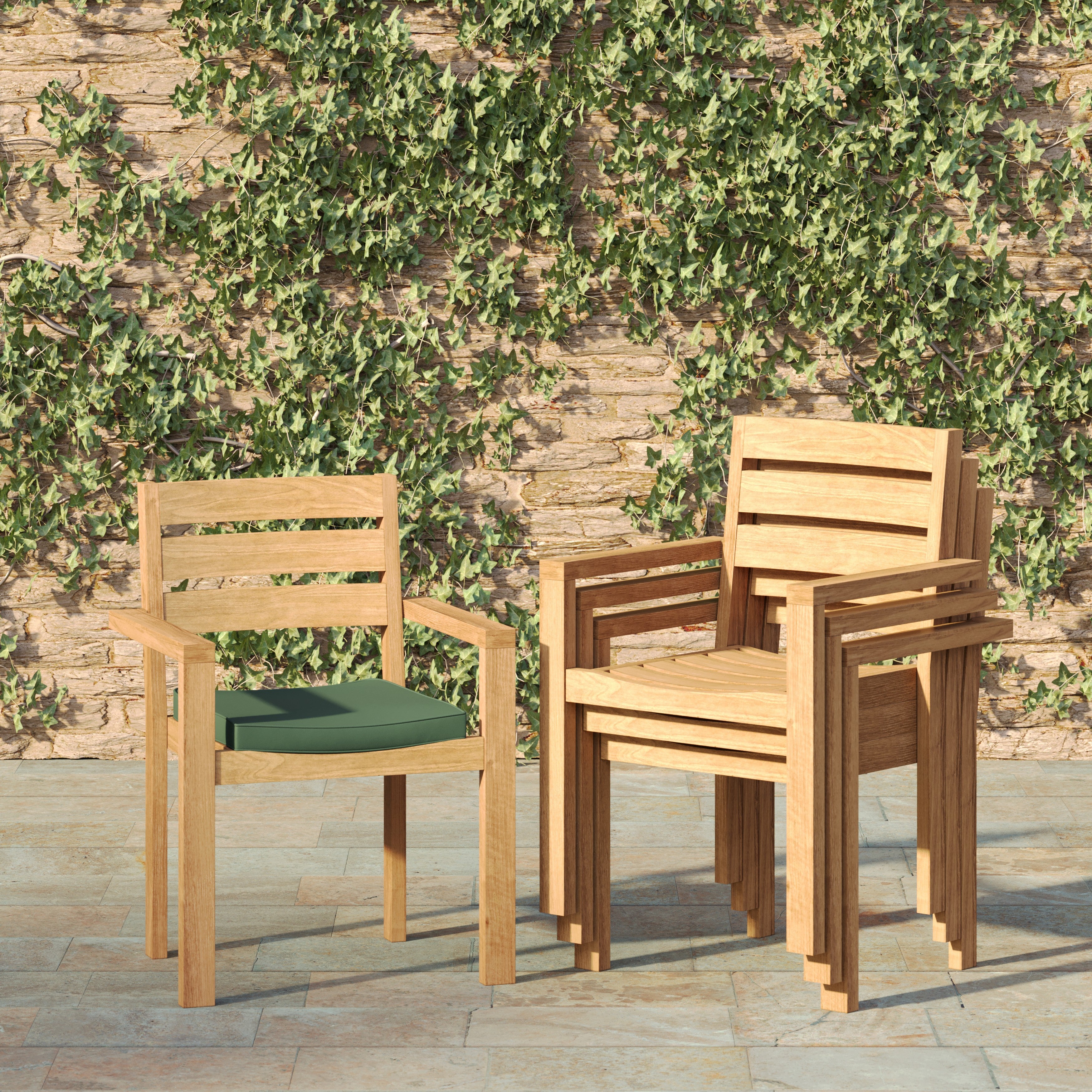 2 Marlow Stacking Chairs with Cushions | Luxus Home and Garden