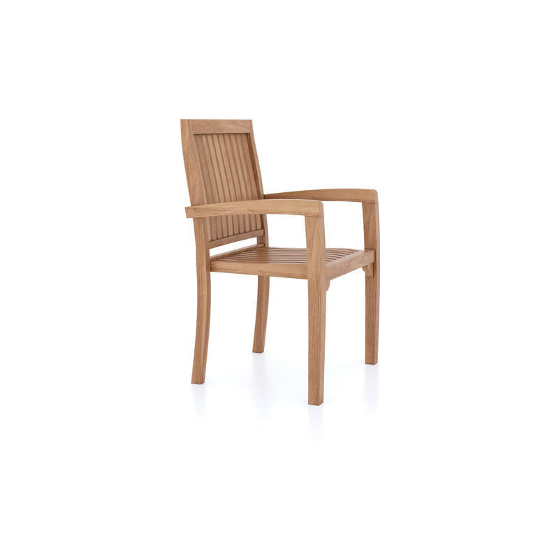Teak Rectangle 180-240cm Extending Table 4cm Top (8 Henley Stacking Chairs) Cushions included.