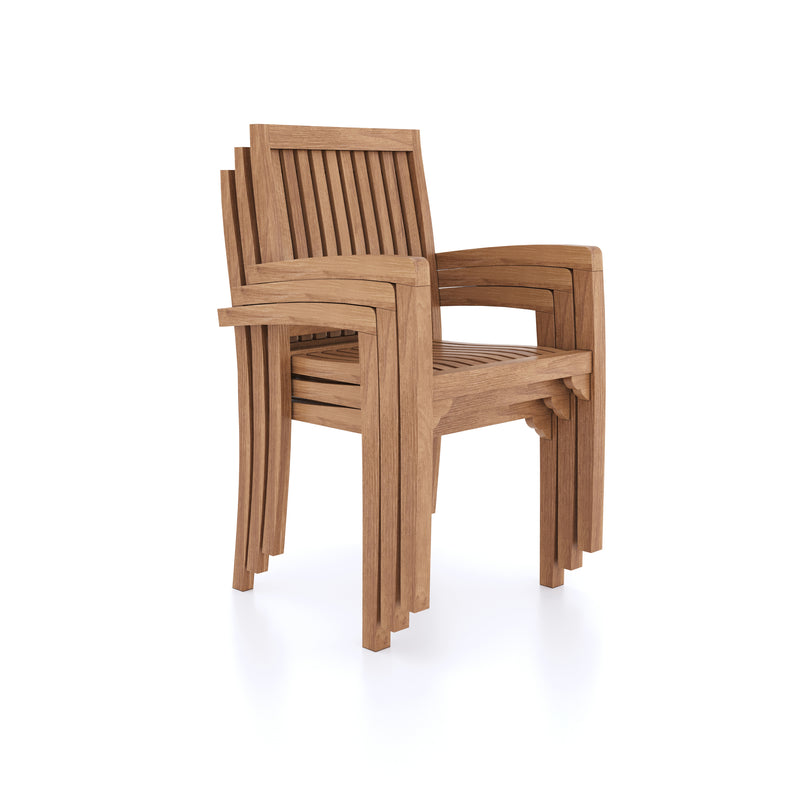 Teak Garden Furniture 180-240cm Extending Table 4cm Top (6 Henley Stacking Chairs 2 San Francisco Chairs) Cushions included.