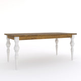 Solid Wood Rectangle Dining Table, Light brown, Ornate White Legs 180cm