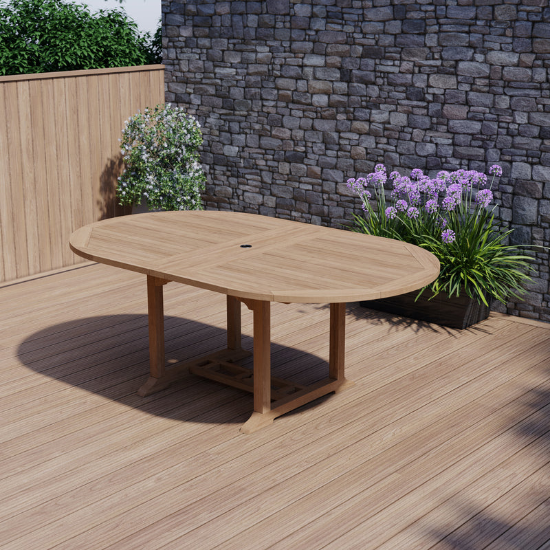Teak Garden Furniture 2-3m Oval Extending Table, 4cm Top.