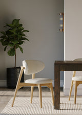 Rectangle Reclaimed Teak Table and 6 Okra Cream Cotton Chairs.