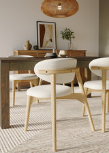 Rectangle Reclaimed Teak Table and 6 Okra Cream Cotton Chairs.
