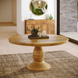Solid Wood Round 150cm Dining Table with Ornate Base