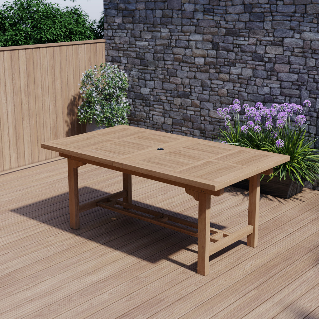 Teak Garden Furniture 180-240cm Rectangle Extending Table, 4cm