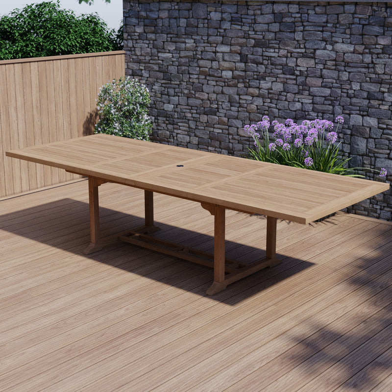 Teak Garden Furniture 2-3m Rectangle Extending Table, 4cm Top.
