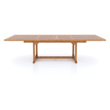 Teak Set 200-300cm Rectangle Extending Table 4cm Top (10 Oxford Stacking Chairs) Cushions included.