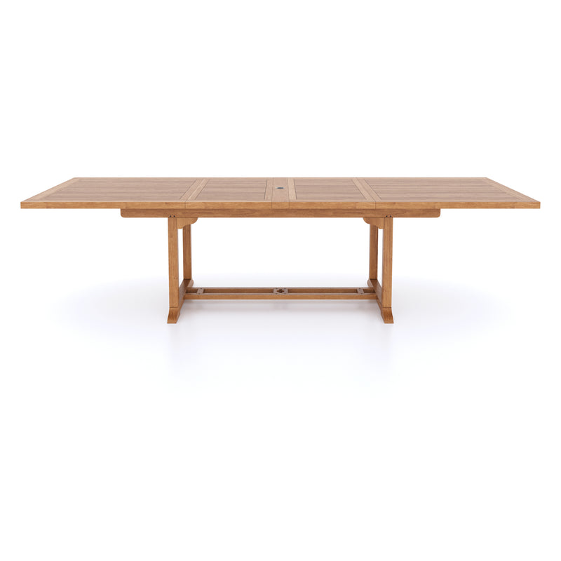 Giant Teak Set 200cm to 300cm Rectangle Extending Table with 12 Henley Stacking Chairs