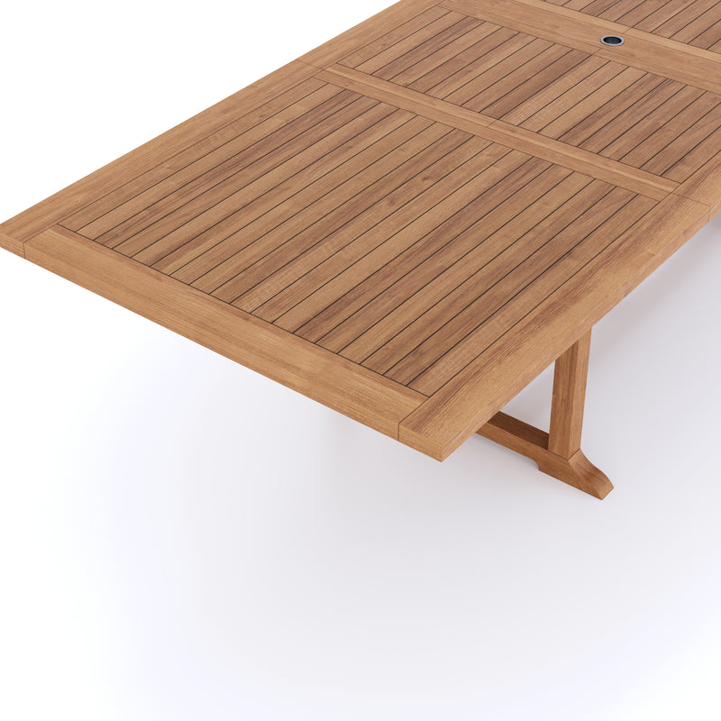 Teak Garden Furniture 2-3m Rectangle Extending Table, 4cm Top.