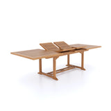 Giant Teak Set 200cm to 300cm Rectangle Extending Table with 12 Henley Stacking Chairs