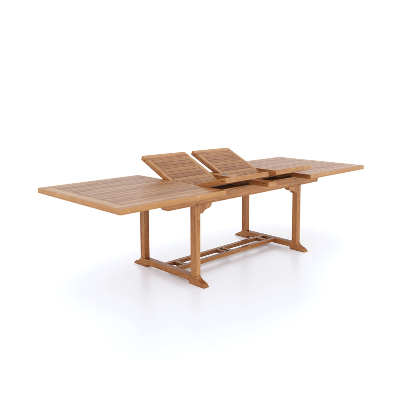 Giant Teak Set 200cm to 300cm Rectangle Extending Table with 12 Henley Stacking Chairs