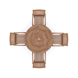 Teak Set 120cm Spiral Round Folding Table with 4 Henley Stacking Chairs