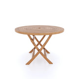 Teak Set 120cm Spiral Folding Table (4 Folding Chairs) Cushions included.