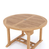 CLEARANCE Teak Garden Furniture Round To Oval 120-170cm Extending Table, 4cm Top (6 Stacking Chairs) cushions included.