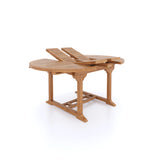 Teak Round to Oval 120-170cm Extending Table, 4cm Top (6 Oxford Stacking Chairs) cushions included.