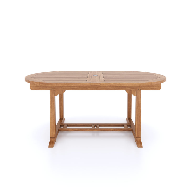 Teak Oval 180-240cm Extending Table 4cm Top (8 Hampton Chairs) Cushions included.