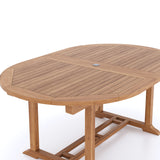 Teak 180-240cm Oval Extending Table 4cm Top (6 Oxford Stacking Chairs 2 San Francisco Chairs) Cushions included.