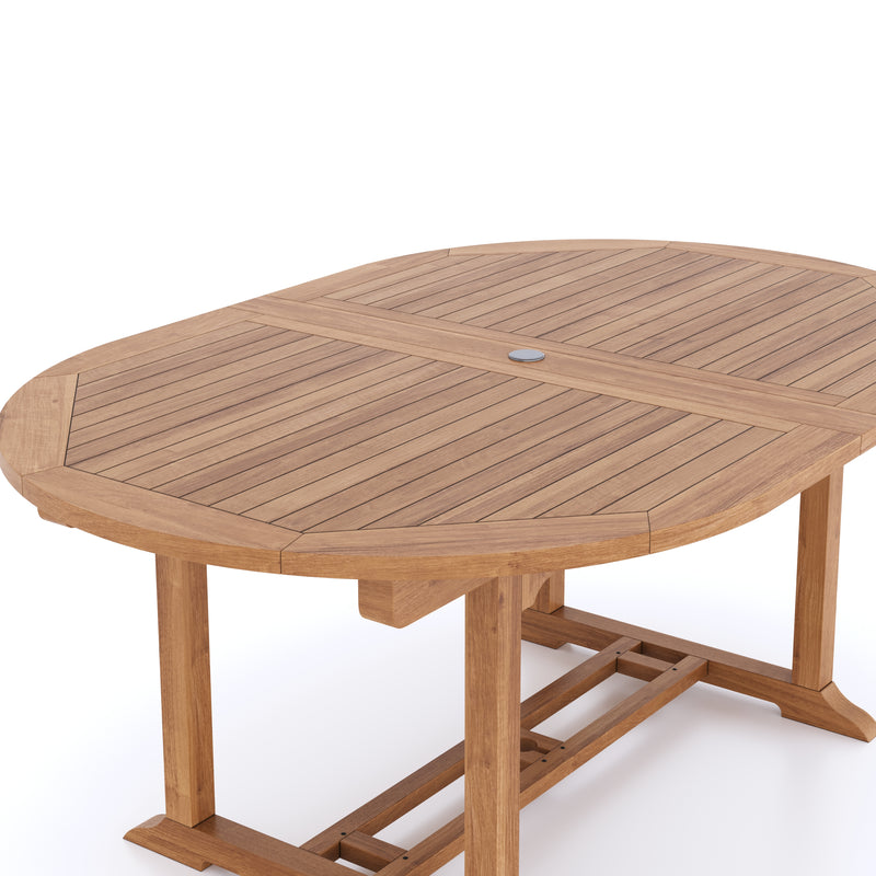 Teak Garden Furniture Oval 180-240cm Extending Table, 4cm Top.