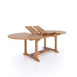 Teak 180-240cm Oval Extending Table 4cm Top (6 Oxford Stacking Chairs 2 San Francisco Benches) Cushions included.