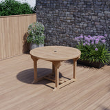 Teak Round to Oval Double Leaf Extending Table, 4cm Top, 120cm-170cm