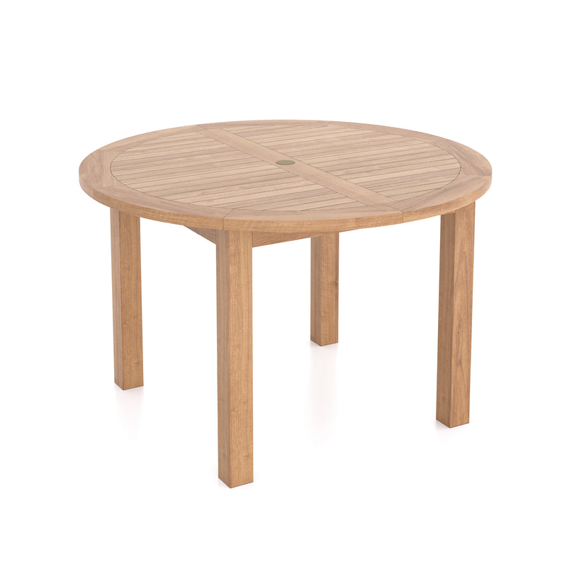 Teak Set 120cm Maximus Round Fixed Table, 4cm Top (4 x Marlow Stacking Chairs) Cushions included.